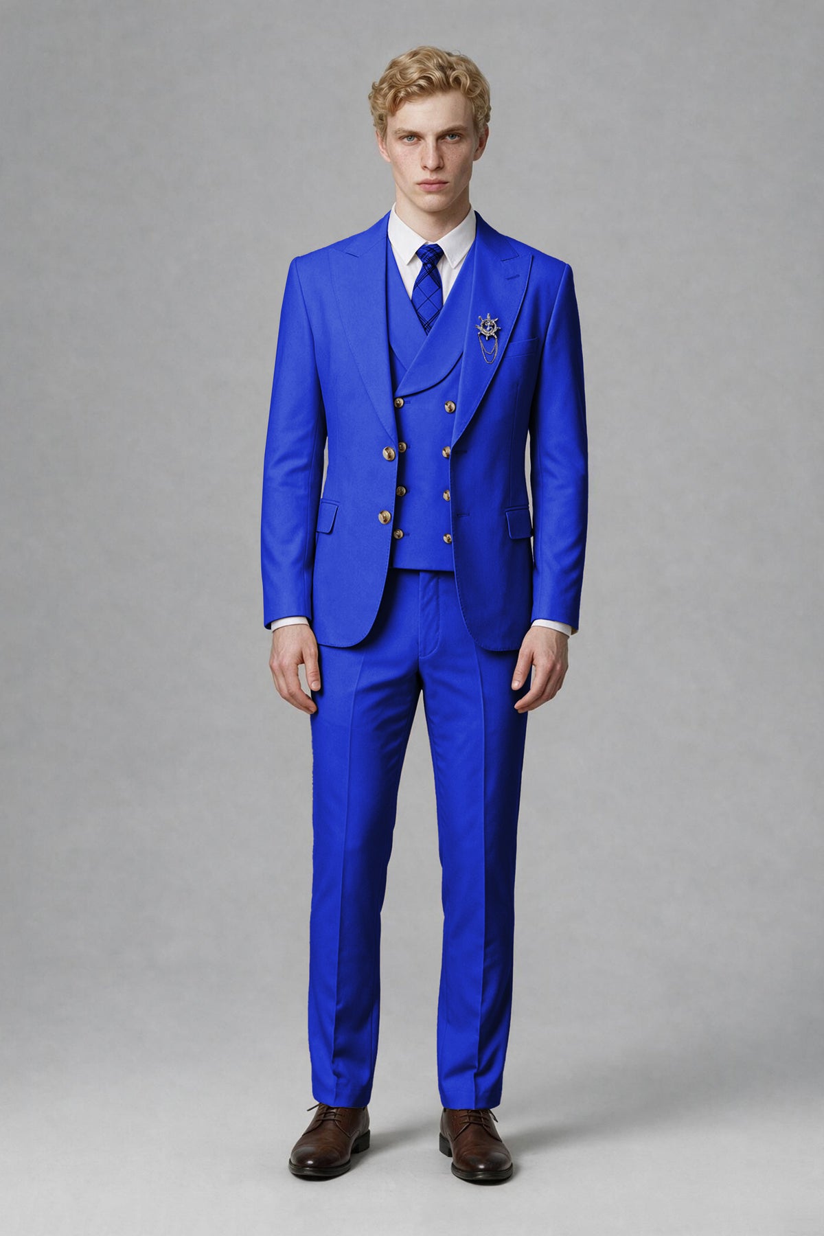 BOLODOO Men's Royal Blue Two-Piece Wedding Suit – Jacket & Trousers - Royal Blue