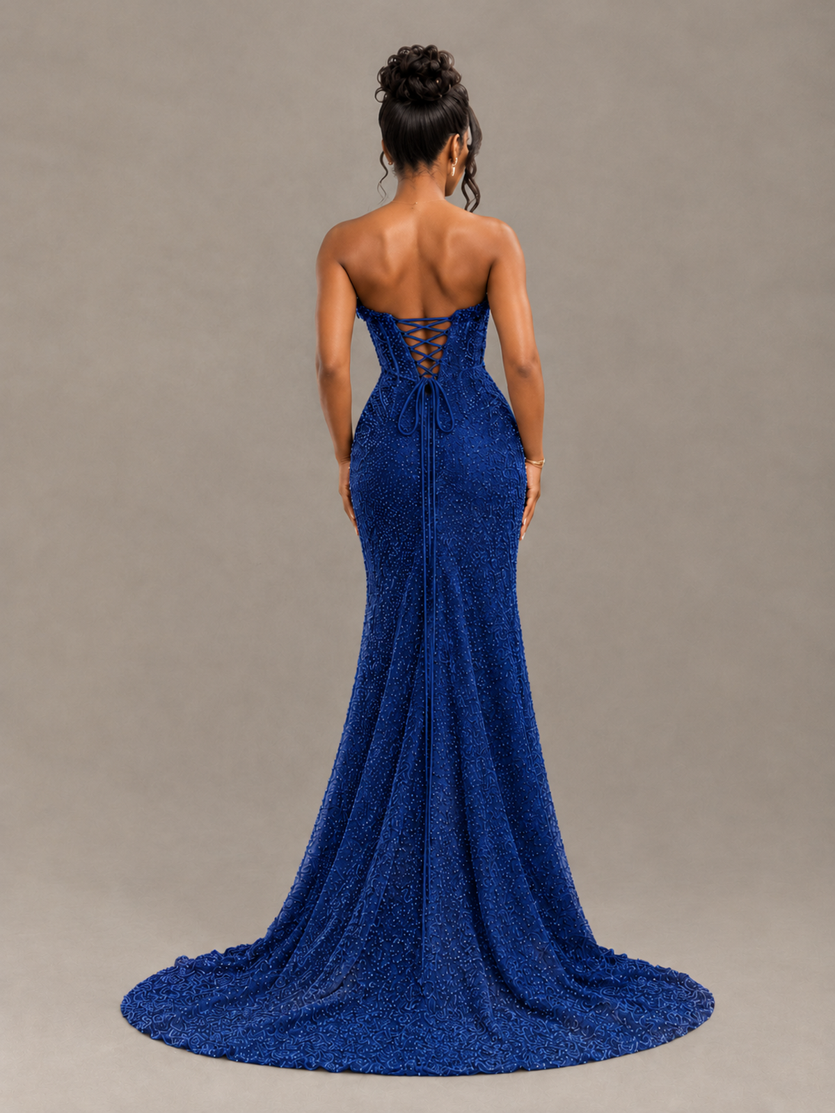 BOLODOO Royal Blue Gold Corset Prom Dress with High Slit - Royal Blue - Royal Blue_2