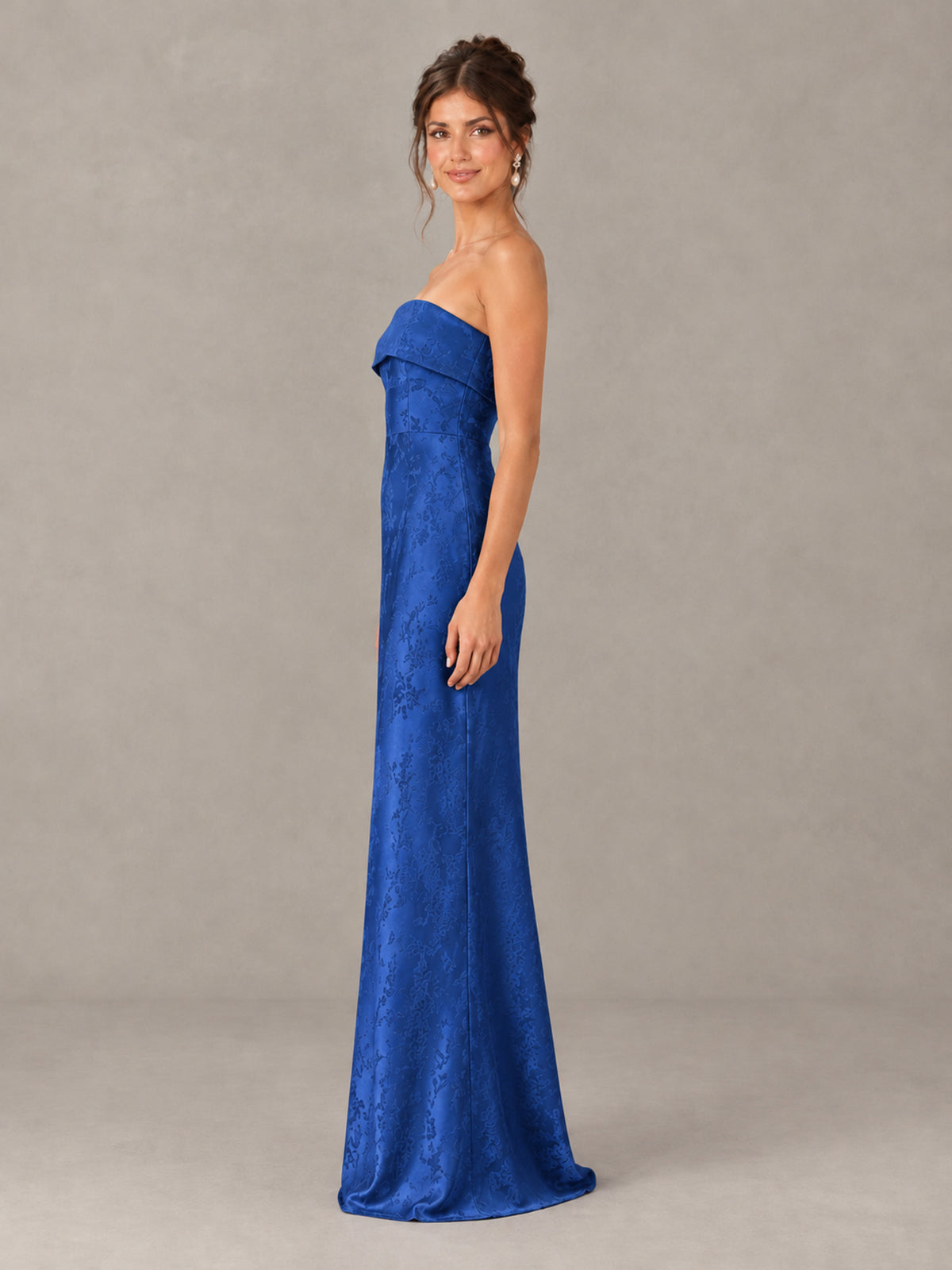 BOLODOO Royal Blue Strapless Floral Bridesmaid Dress - Royal Blue - Royal Blue_3