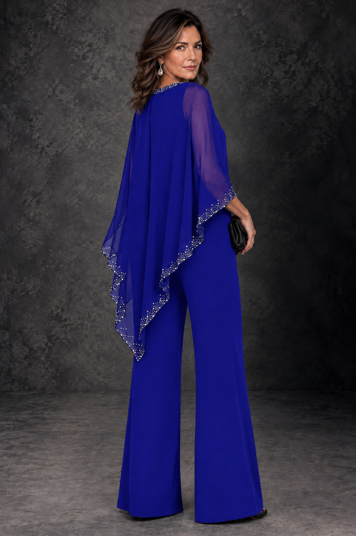 BOLODOO Royal Blue Embellished Cape Mother of the Bride Pantsuit - Royal Blue - Royal_Blue_3