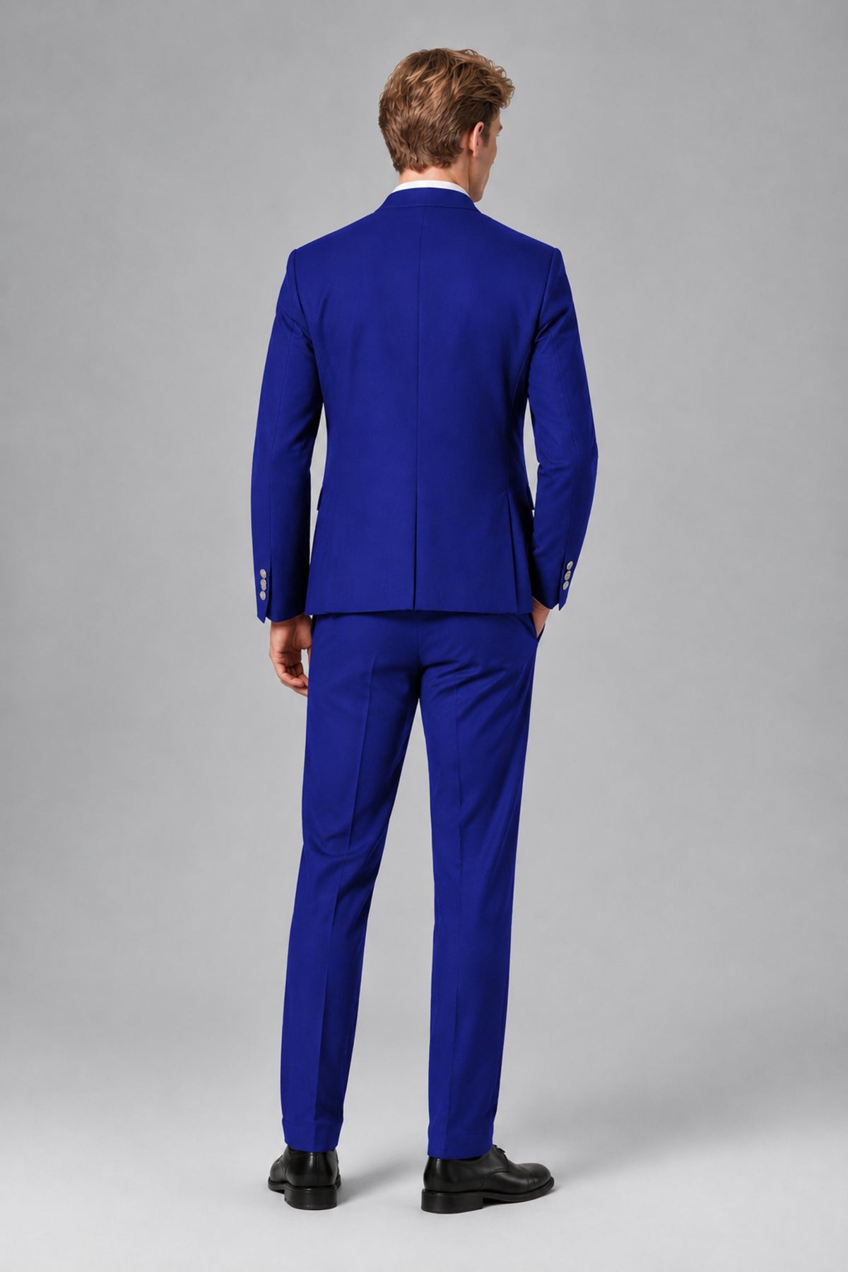 Bolodoo Men's Royal Blue Mandarin Collar 3-Piece Suit – Jacket, Vest & Trousers - Royal Blue - Royal Blue_3