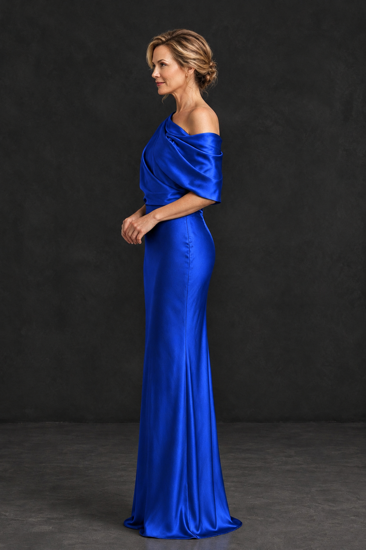 BOLODOO Royal Blue Satin Asymmetric Mother of the Bride Dress - Royal Blue - Royal Blue_3