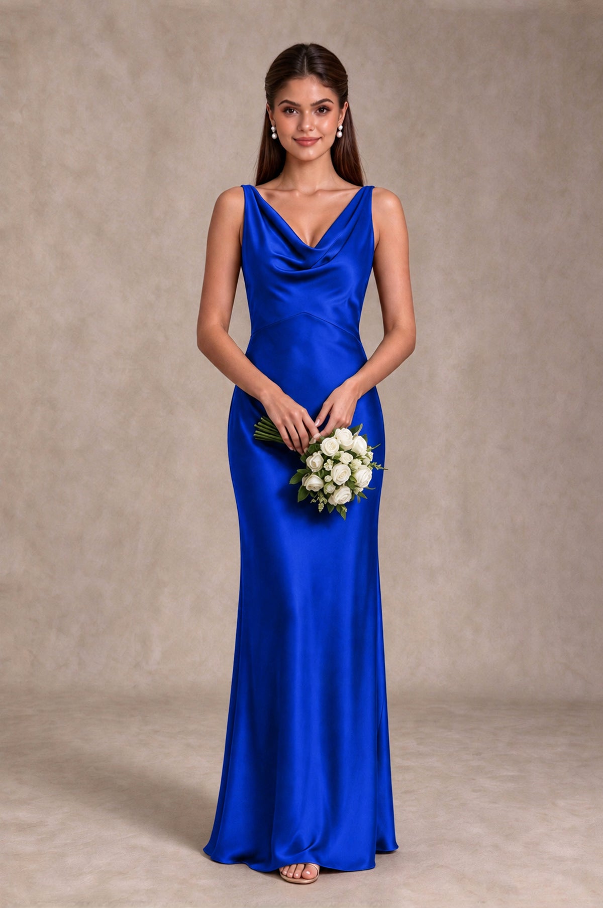 BOLODOO Royal Blue Cowl Neck Open Back Satin Bridesmaid Dress - Royal Blue - Royal Blue_3
