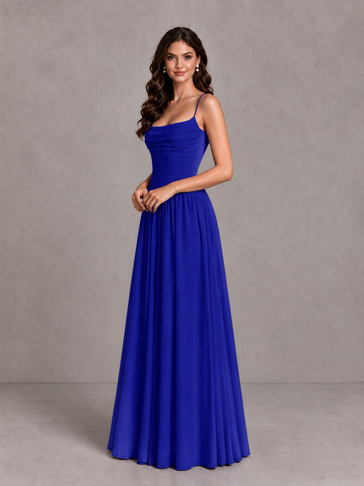 BOLODOO Royal Blue Lace-Up Back A-Line Bridesmaid Dress - Royal Blue - Royal Blue_3