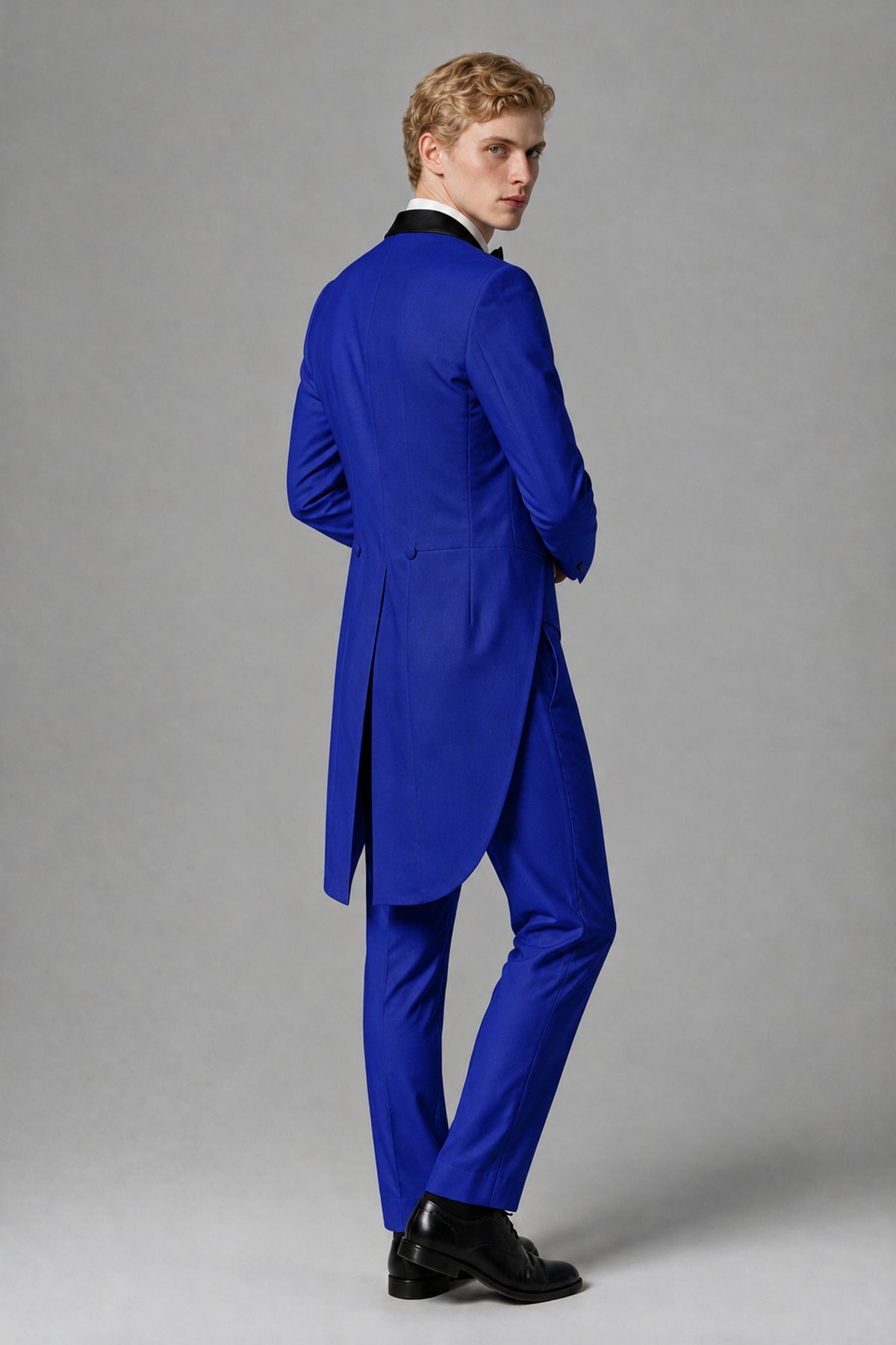 Bolodoo Men's Royal Blue 3-Piece Tailcoat Tuxedo Suit with Vest & Trousers - Royal Blue - Royal Blue_3