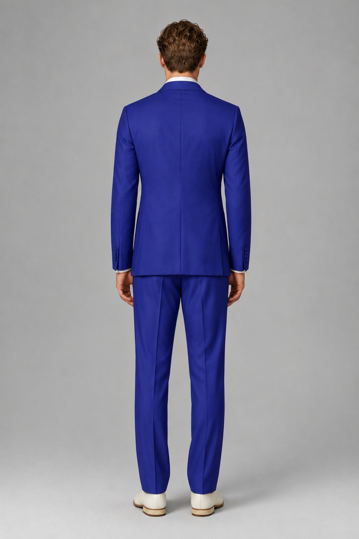 Bolodoo Men's Royal Blue Wrap Tie-Waist Two-Piece Suit – Jacket & Trousers - Royal Blue - Royal Blue_3