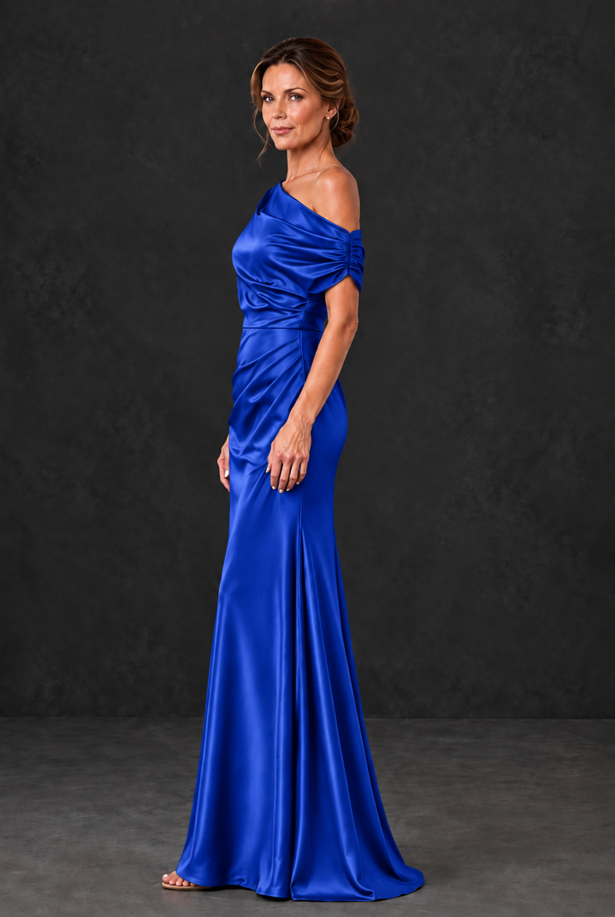 BOLODOO Royal Blue Asymmetric Ruched Mother of the Bride Dress - Royal Blue - Royal_Blue_3