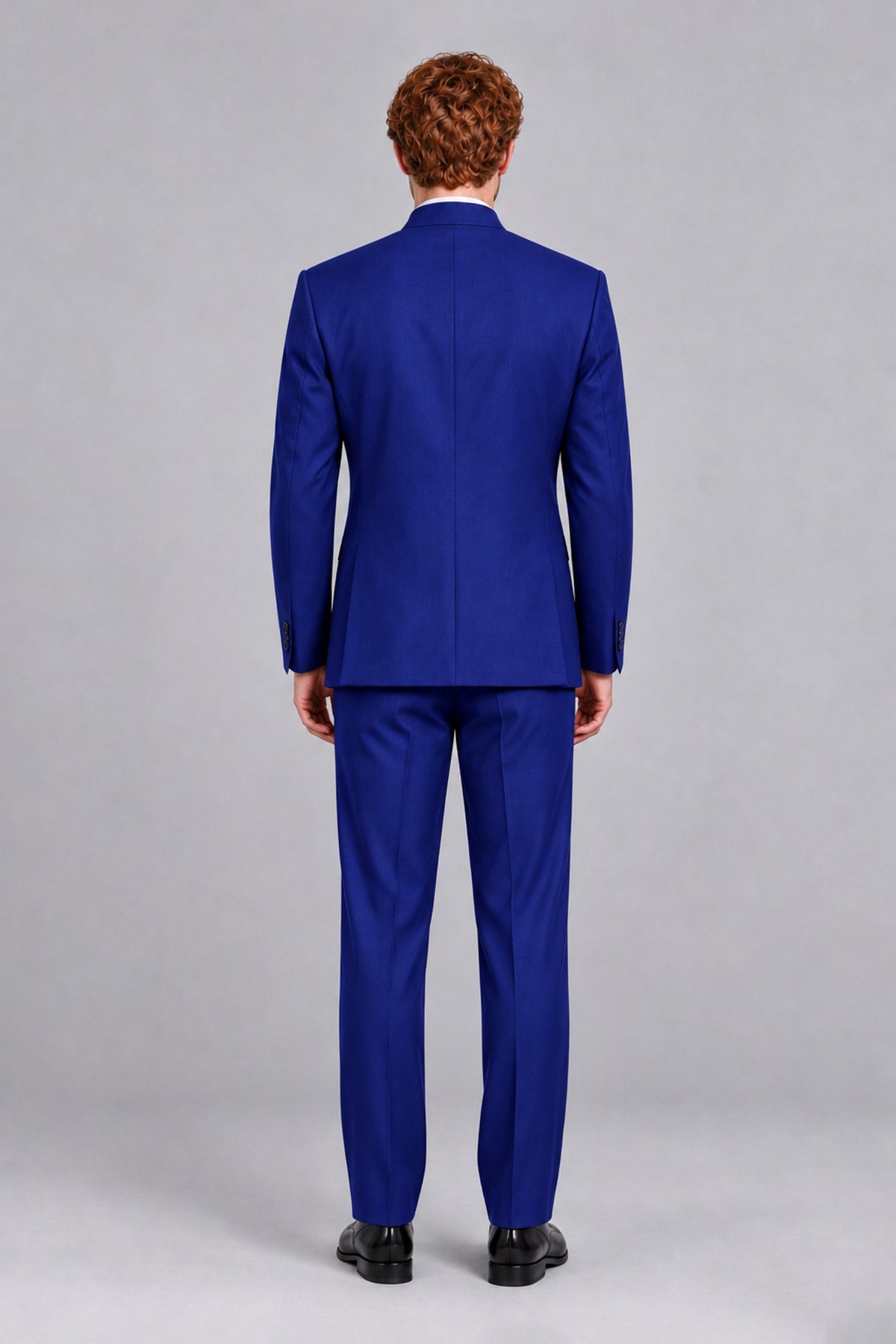 BOLODOO Men's Royal Blue Mandarin Collar Two-Piece Suit - Royal Blue - Royal Blue_3