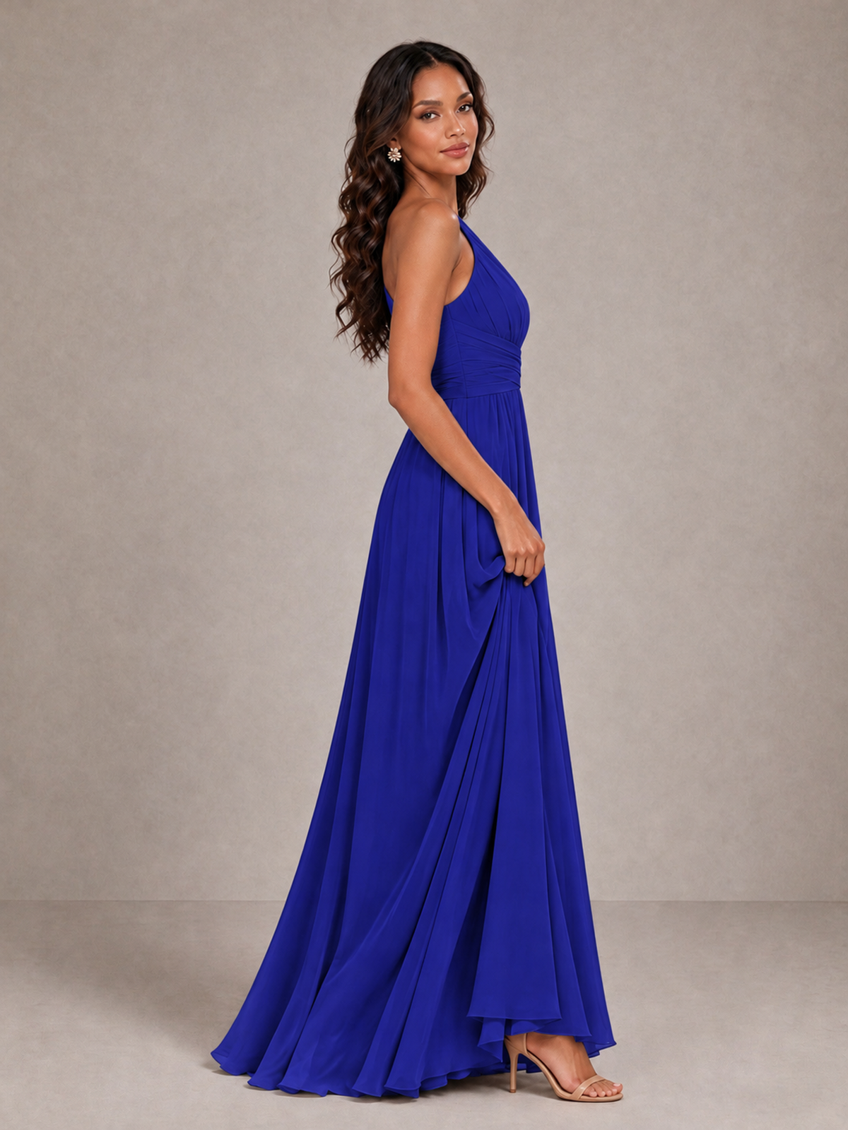 BOLODOO Royal Blue One-Shoulder A-Line Bridesmaid Dress - Royal Blue - Royal Blue_4