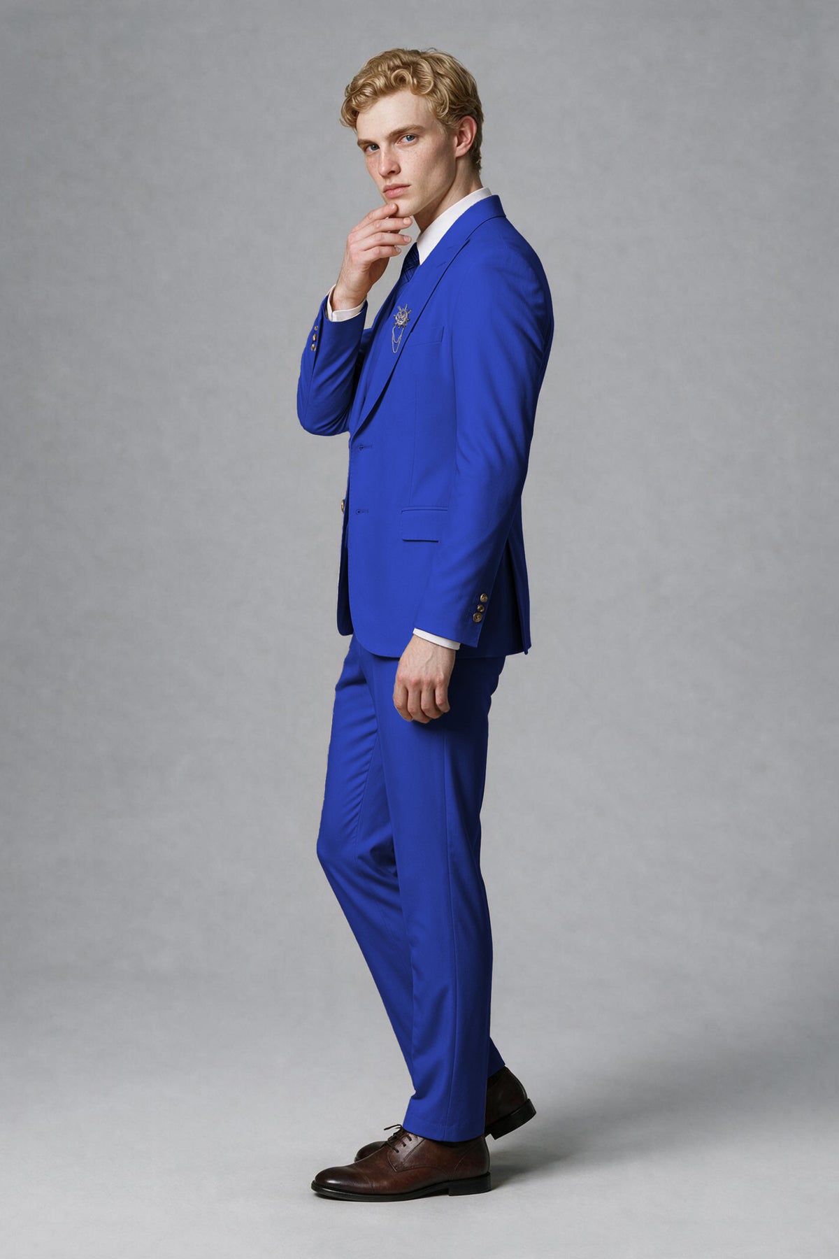 BOLODOO Men's Royal Blue Two-Piece Wedding Suit – Jacket & Trousers - Royal Blue