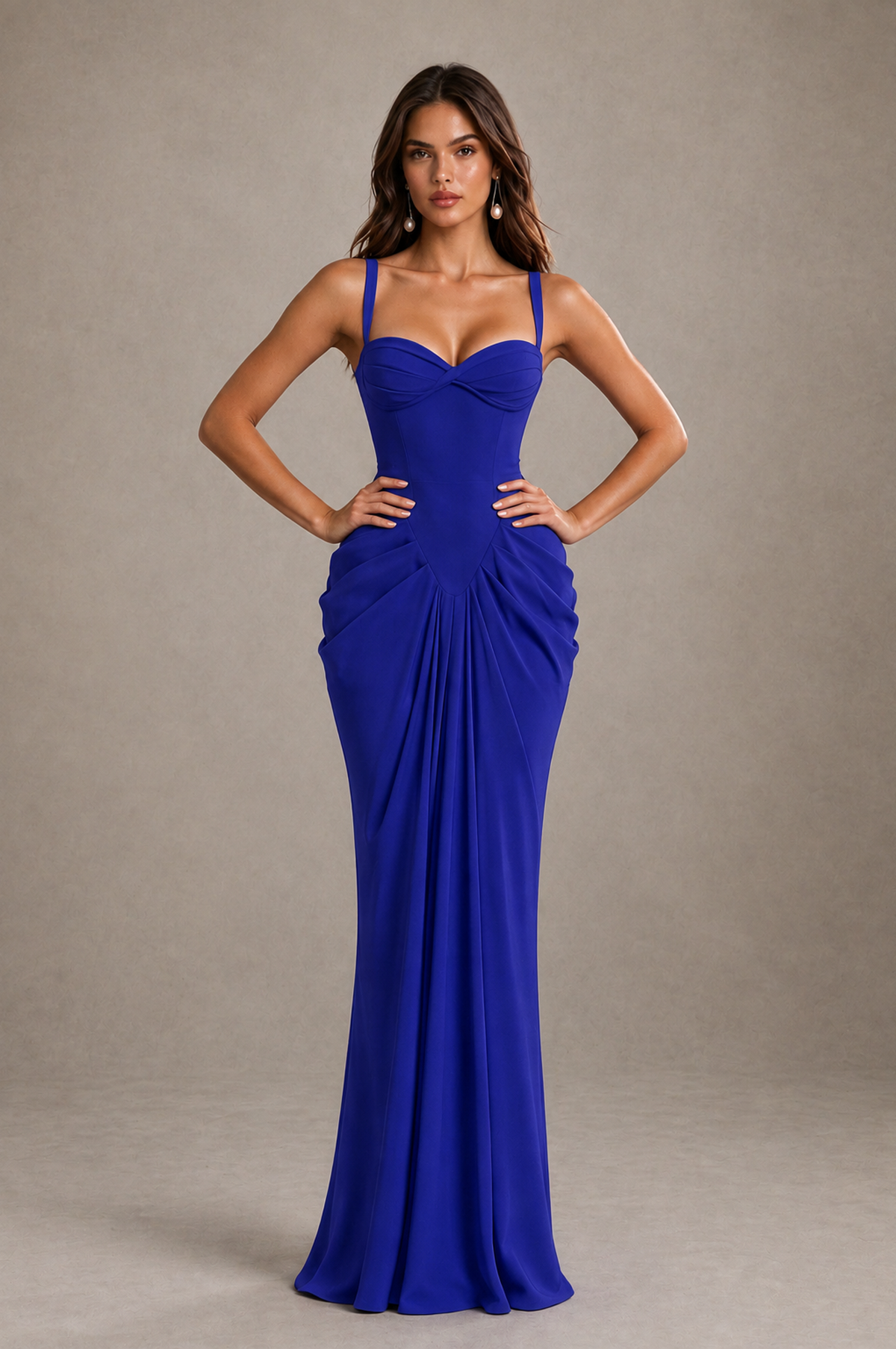BOLODOO Royal Blue Sweetheart Ruched Lace-Up Back Evening Gown - Royal Blue - Royal_Blue_4