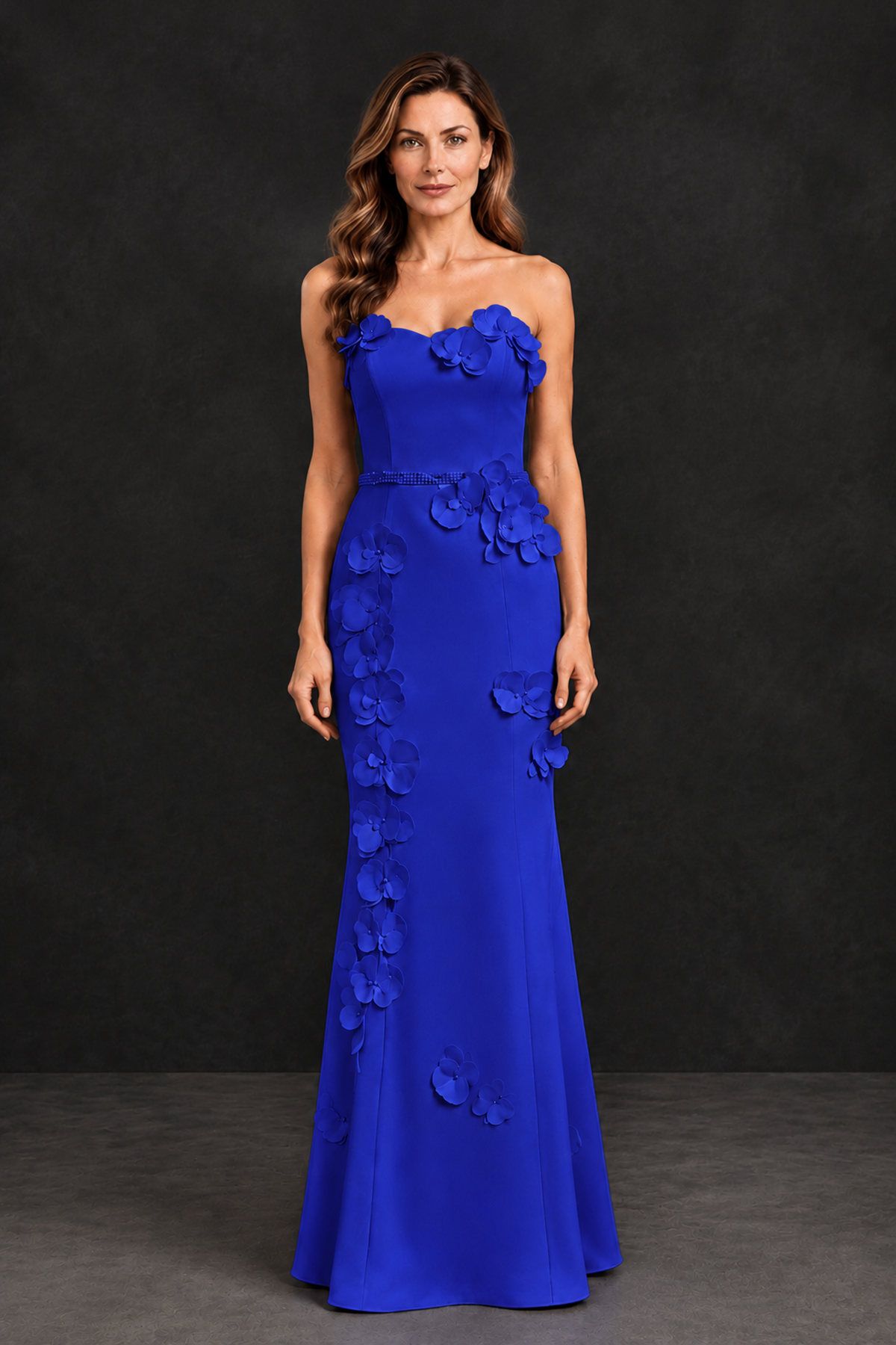 BOLODOO Royal Blue Strapless Mother of the Bride Dress with 3D Floral Appliques - Royal Blue - Royal_Blue_4