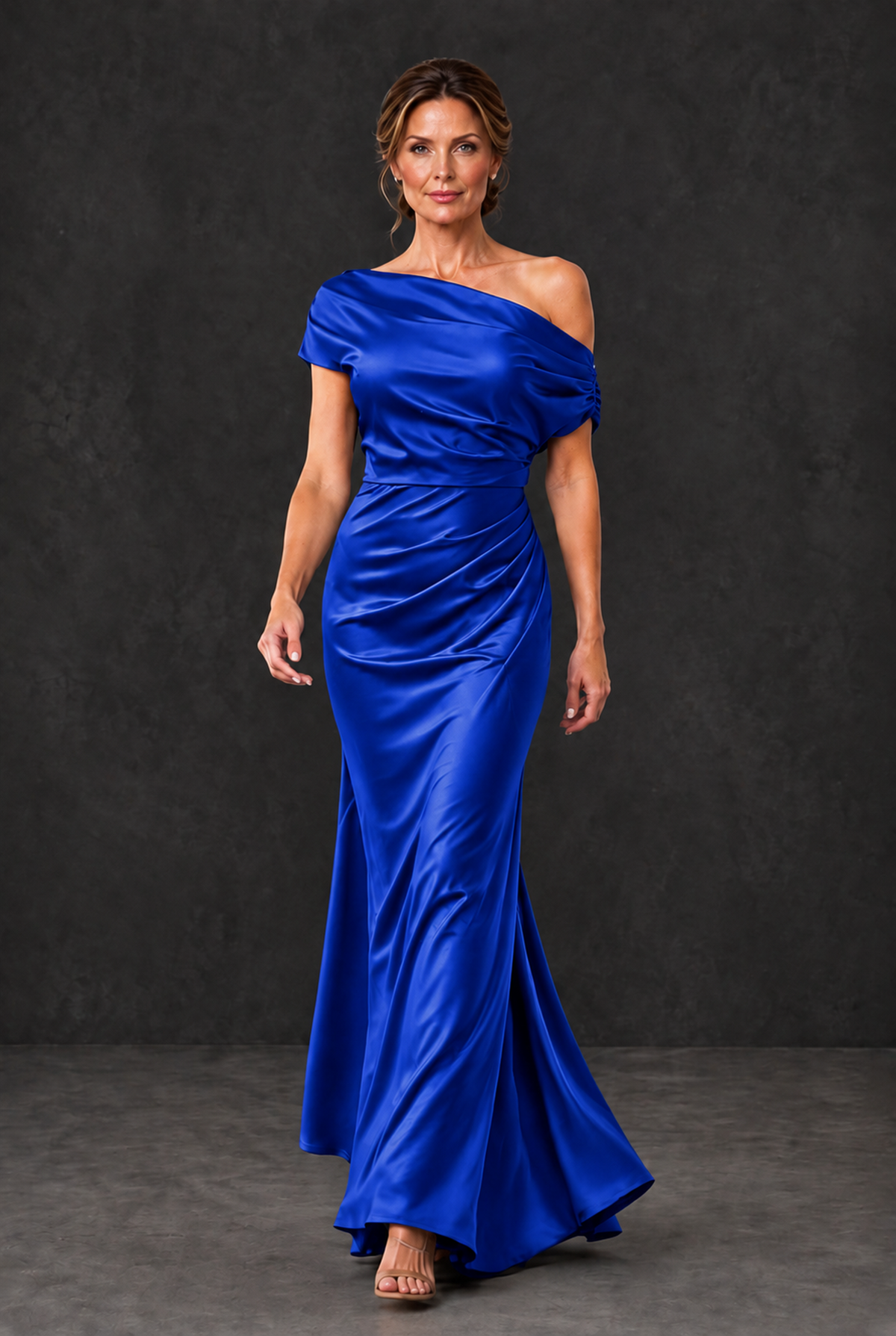 BOLODOO Royal Blue Asymmetric Ruched Mother of the Bride Dress - Royal Blue - Royal_Blue_4