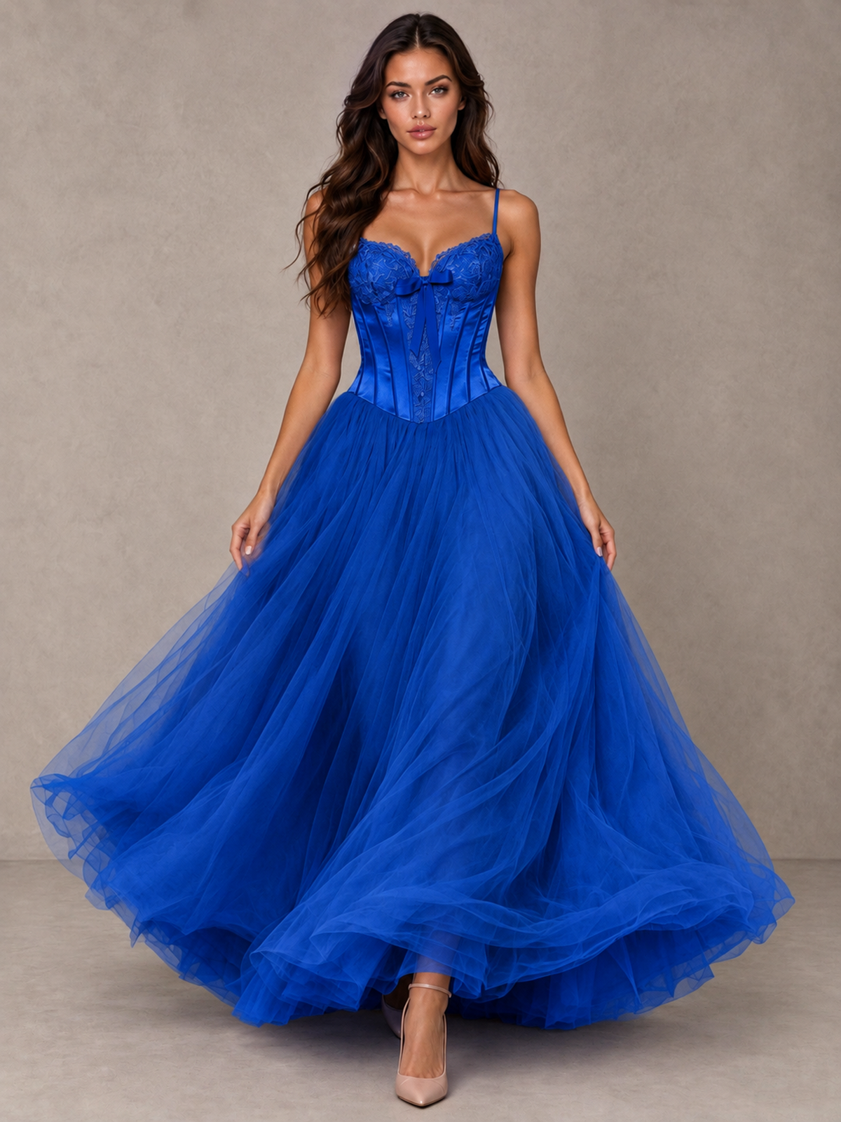BOLODOO Royal Blue Corset Tulle Prom Dress with Spaghetti Straps - Royal Blue - Royal_Blue_4