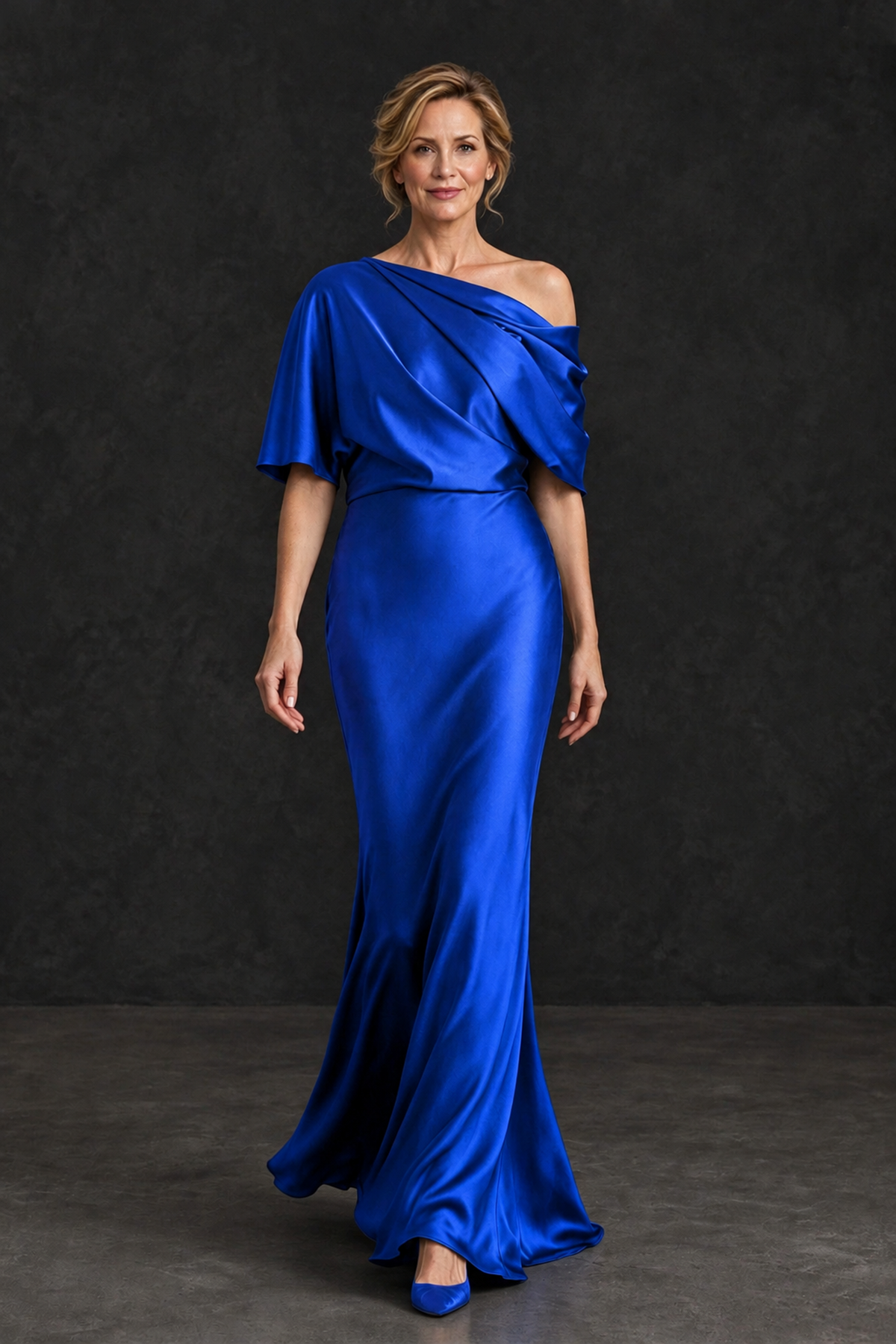 BOLODOO Royal Blue Satin Asymmetric Mother of the Bride Dress - Royal Blue - Royal Blue_4