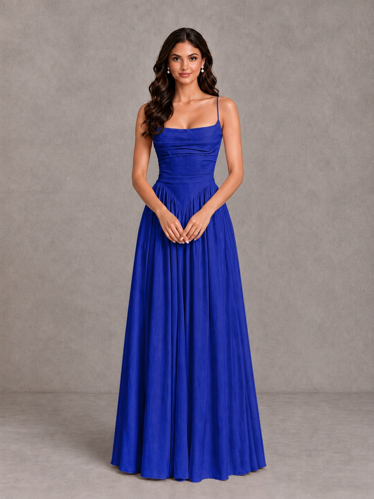 BOLODOO Royal Blue Lace-Up Back A-Line Bridesmaid Dress - Royal Blue - Royal Blue_4