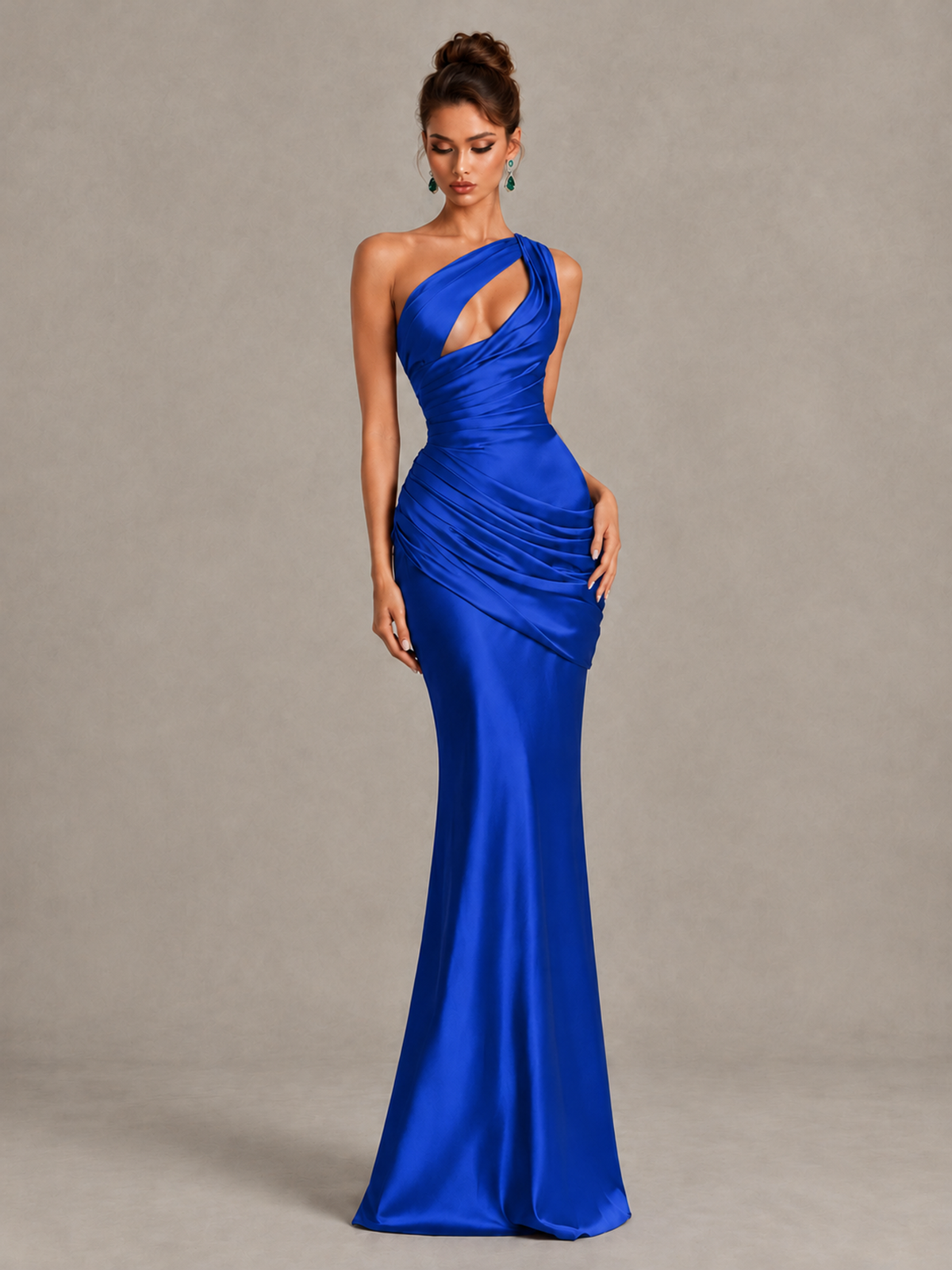 BOLODOO Royal Blue One-Shoulder Cutout Satin Mermaid Prom Dress - Royal Blue - Royal Blue_4