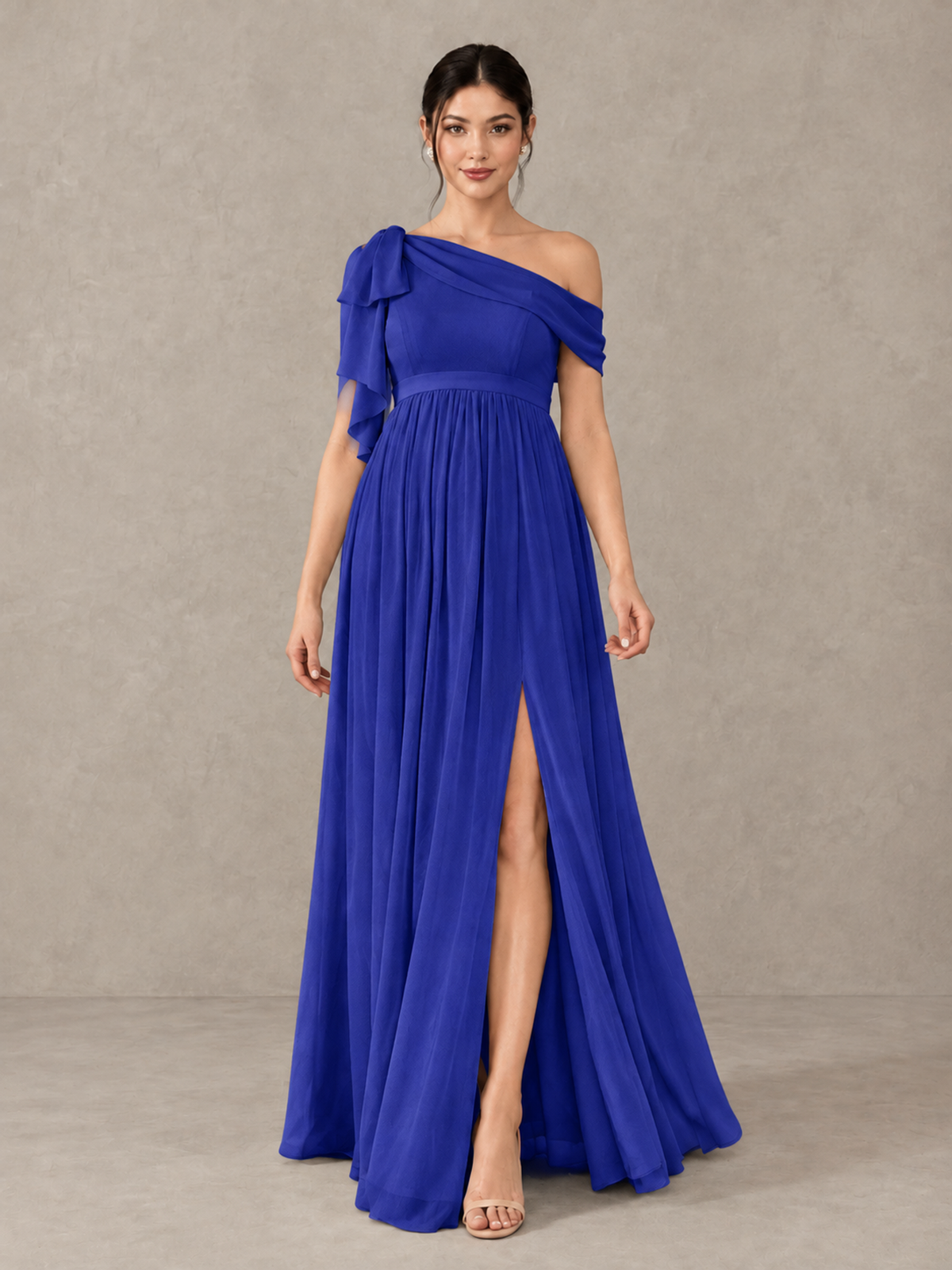 BOLODOO Royal Blue One-Shoulder Maternity Bridesmaid Dress with Slit - Royal Blue - Royal Blue (1)