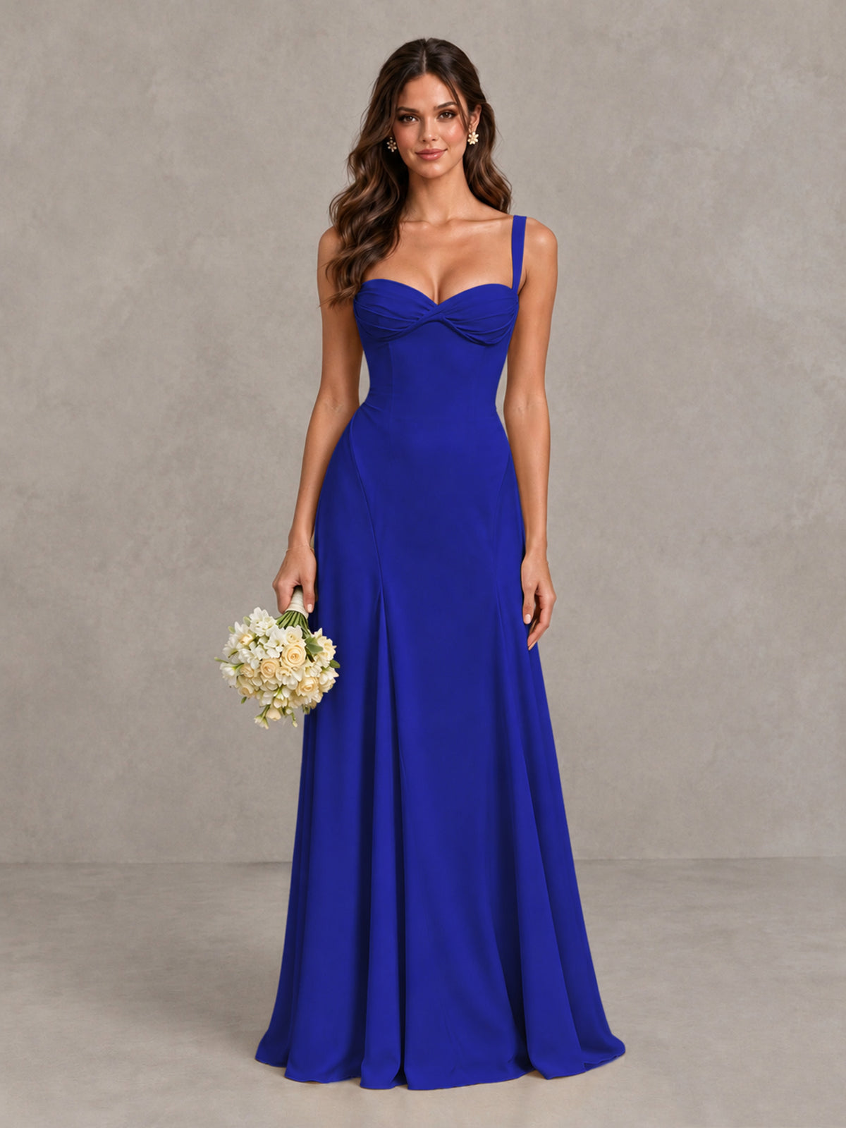 BOLODOO Royal Blue Sweetheart Lace-Up Back Bridesmaid Dress - Royal Blue - Royal Blue (1)