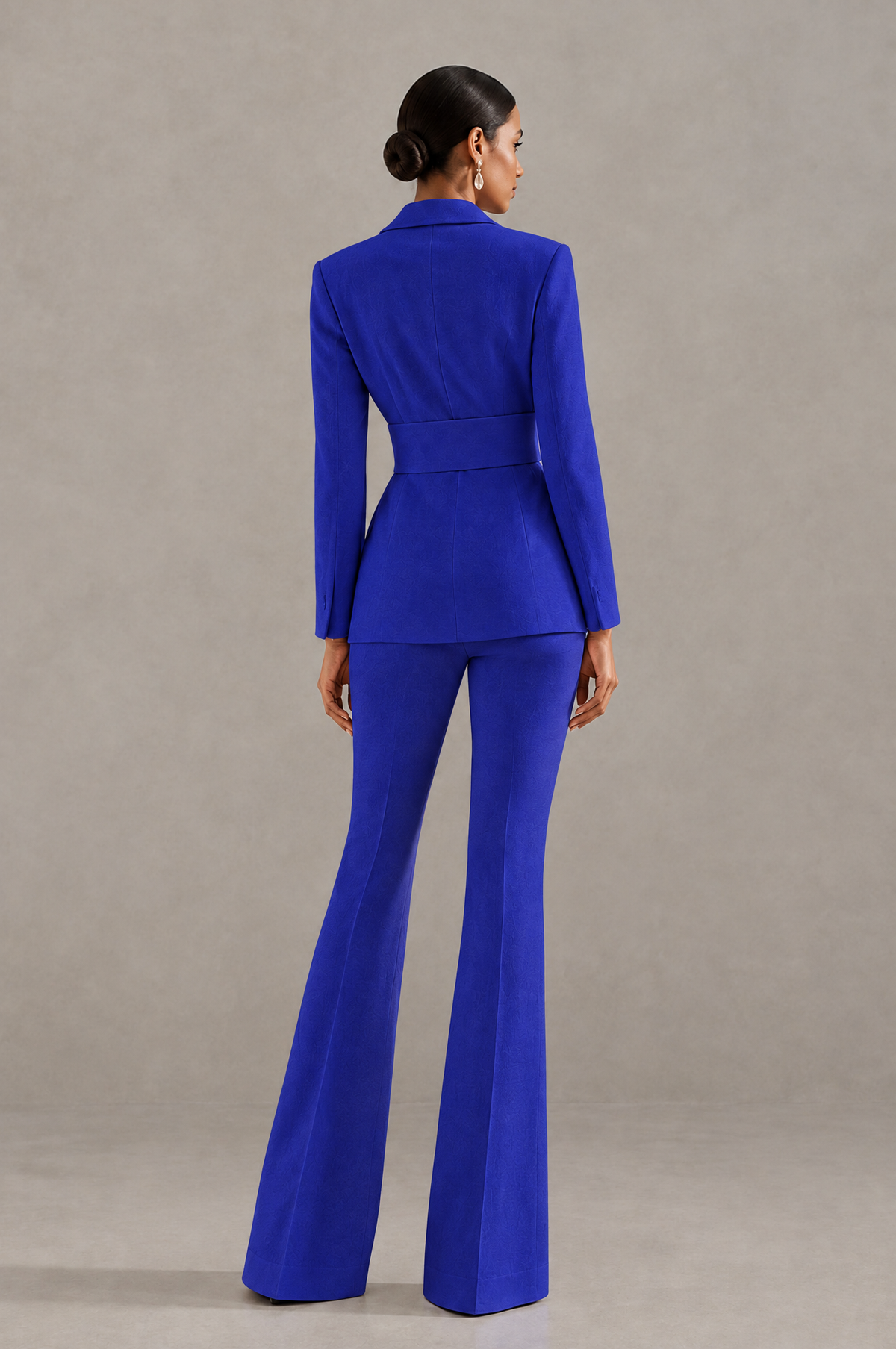 BOLODOO Royal Blue Two-Piece Pantsuit with Tailored Blazer & Flared Pants - Royal Blue - Royal Blue (2)