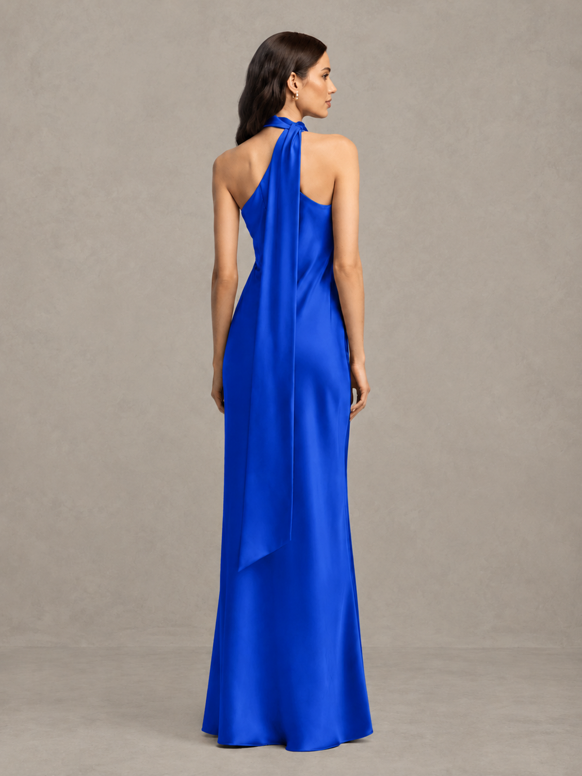 BOLODOO Royal Blue Satin One-Shoulder Bridesmaid Dress with Open Back - Royal Blue - Royal Blue (2)