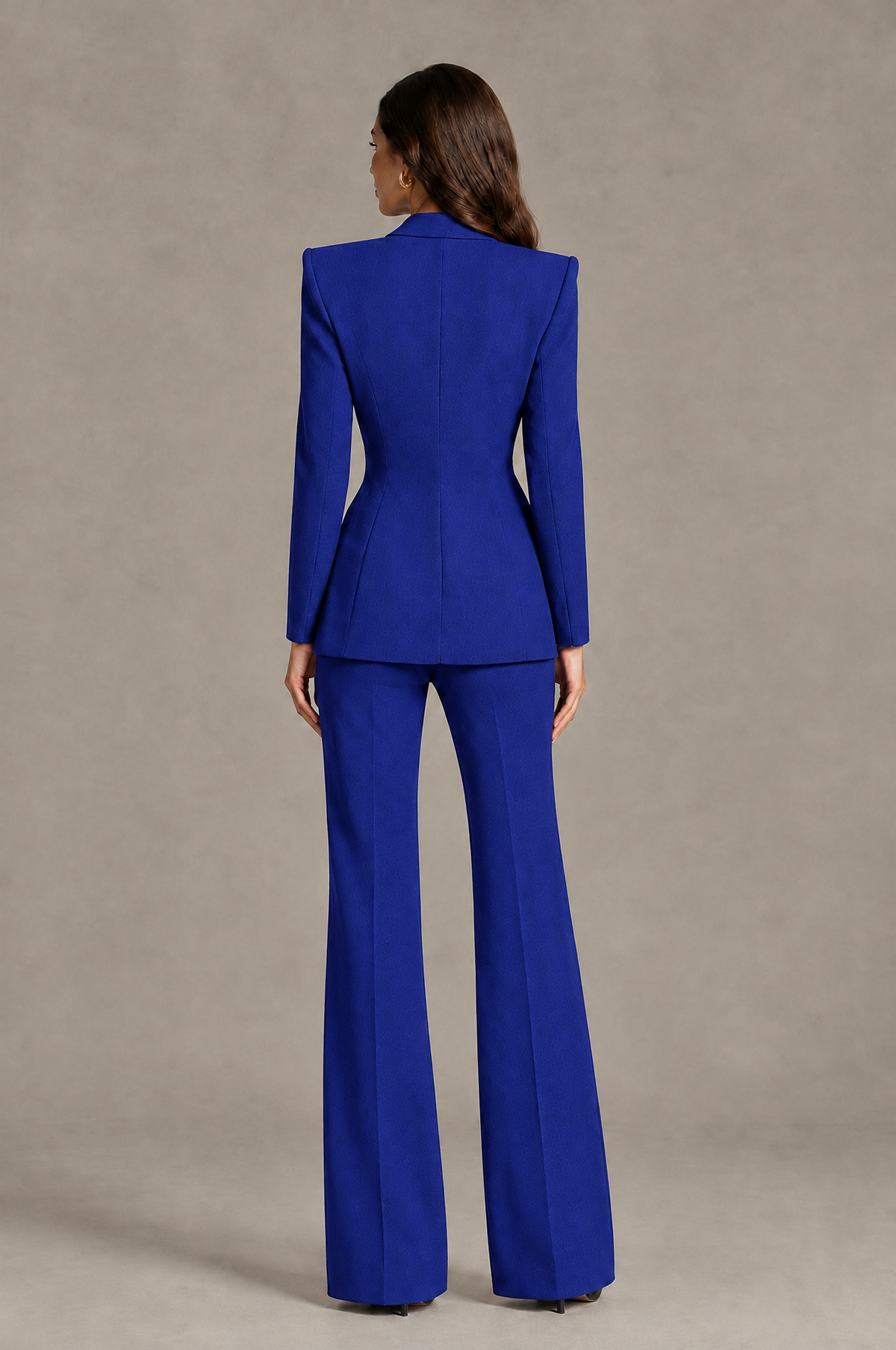 BOLODOO Royal Blue Long Sleeve Wrap Blazer Pantsuit with Wide-Leg Trousers - Royal Blue - Royal Blue (2)