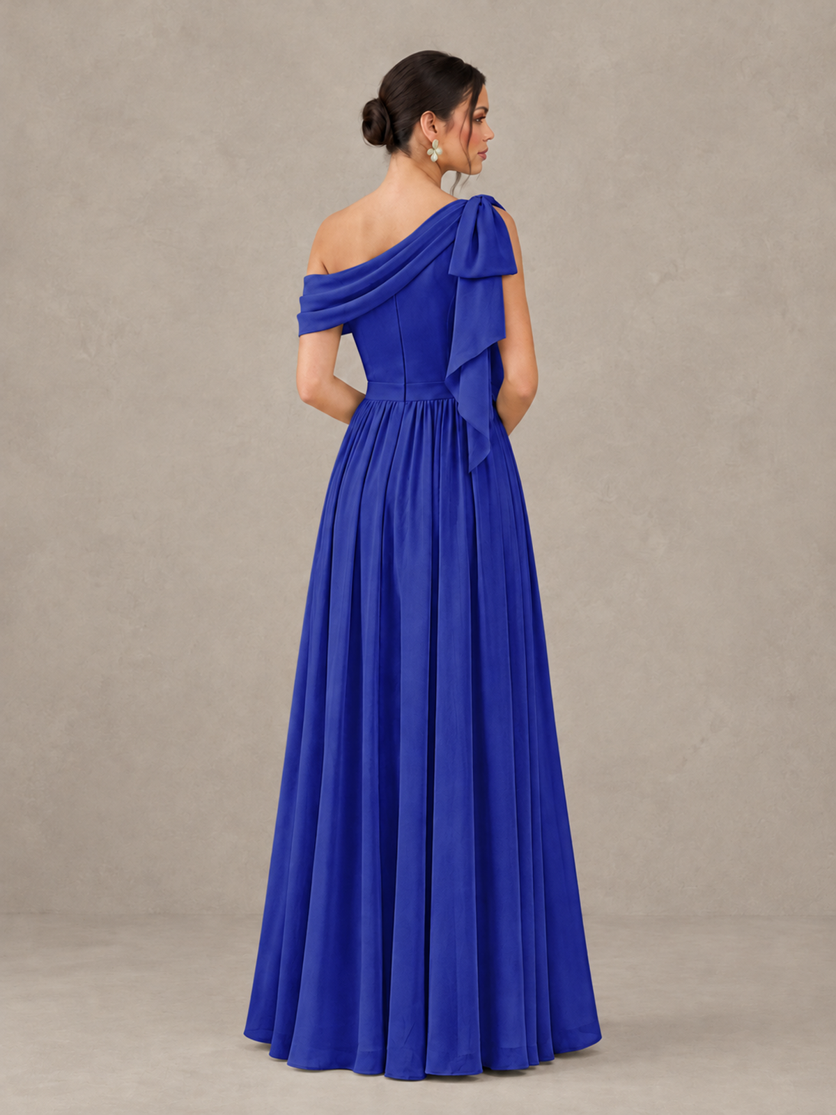 BOLODOO Royal Blue One-Shoulder Maternity Bridesmaid Dress with Slit - Royal Blue - Royal Blue (2)