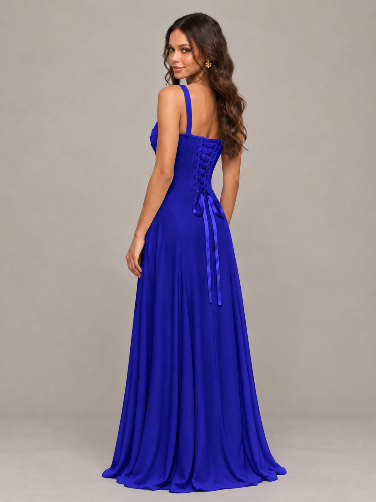 BOLODOO Royal Blue Sweetheart Lace-Up Back Bridesmaid Dress - Royal Blue - Royal Blue (2)