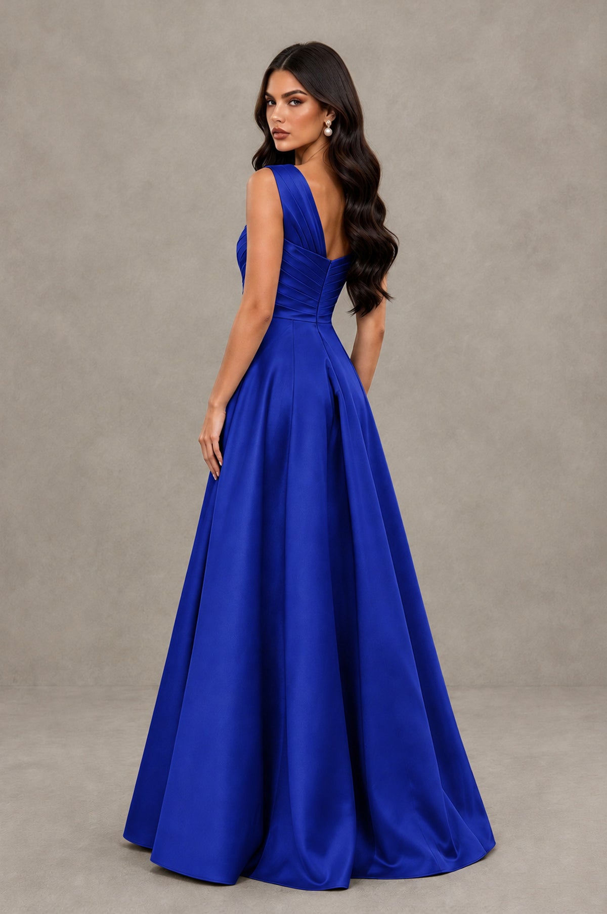 BOLODOO Royal Blue One Shoulder Satin Mermaid Formal Evening Gown with Bow - Royal Blue - Royal Blue (2)