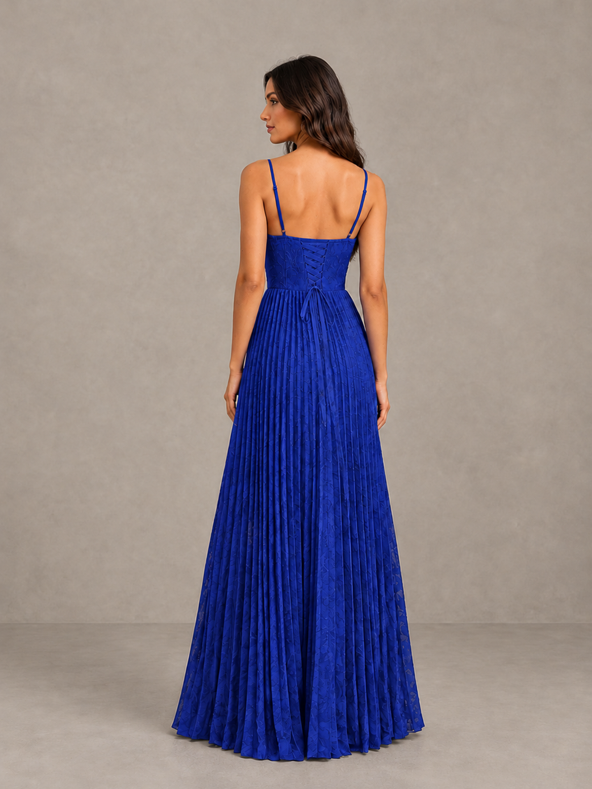 BOLODOO Royal Blue Pleated Bridesmaid Dress with Sweetheart Neckline & Slit - Royal Blue - Royal Blue (2)