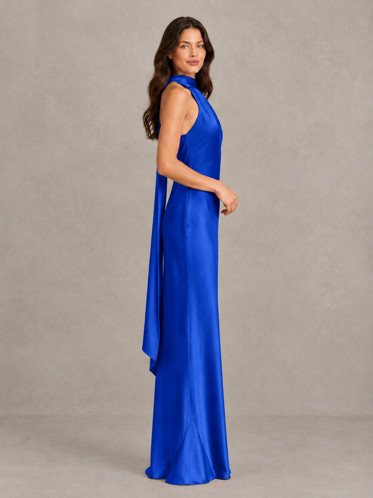 BOLODOO Royal Blue Satin One-Shoulder Bridesmaid Dress with Open Back - Royal Blue - Royal Blue (3)