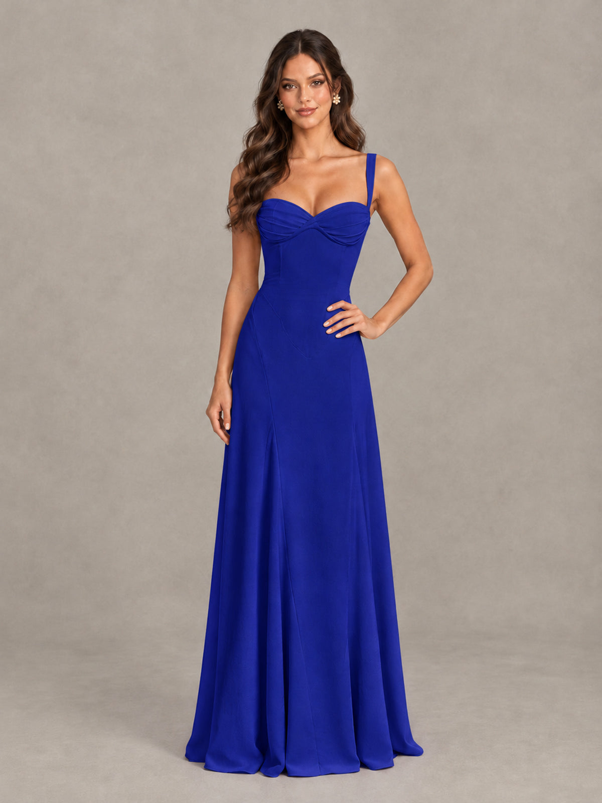 BOLODOO Royal Blue Sweetheart Lace-Up Back Bridesmaid Dress - Royal Blue - Royal Blue (4)