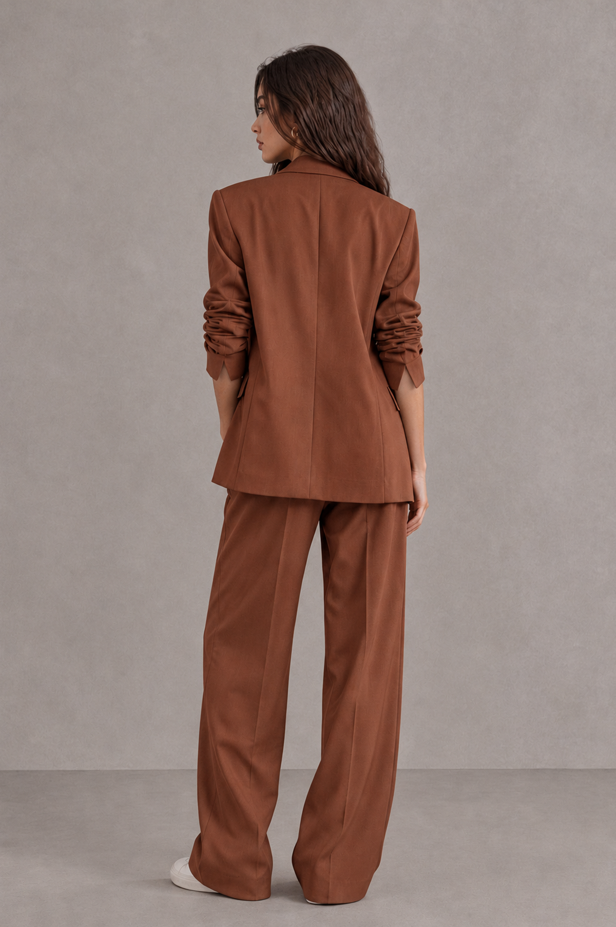 BOLODOO Rust Brown Blazer & Wide-Leg Pants Suit for Women - Rust - Rust_02