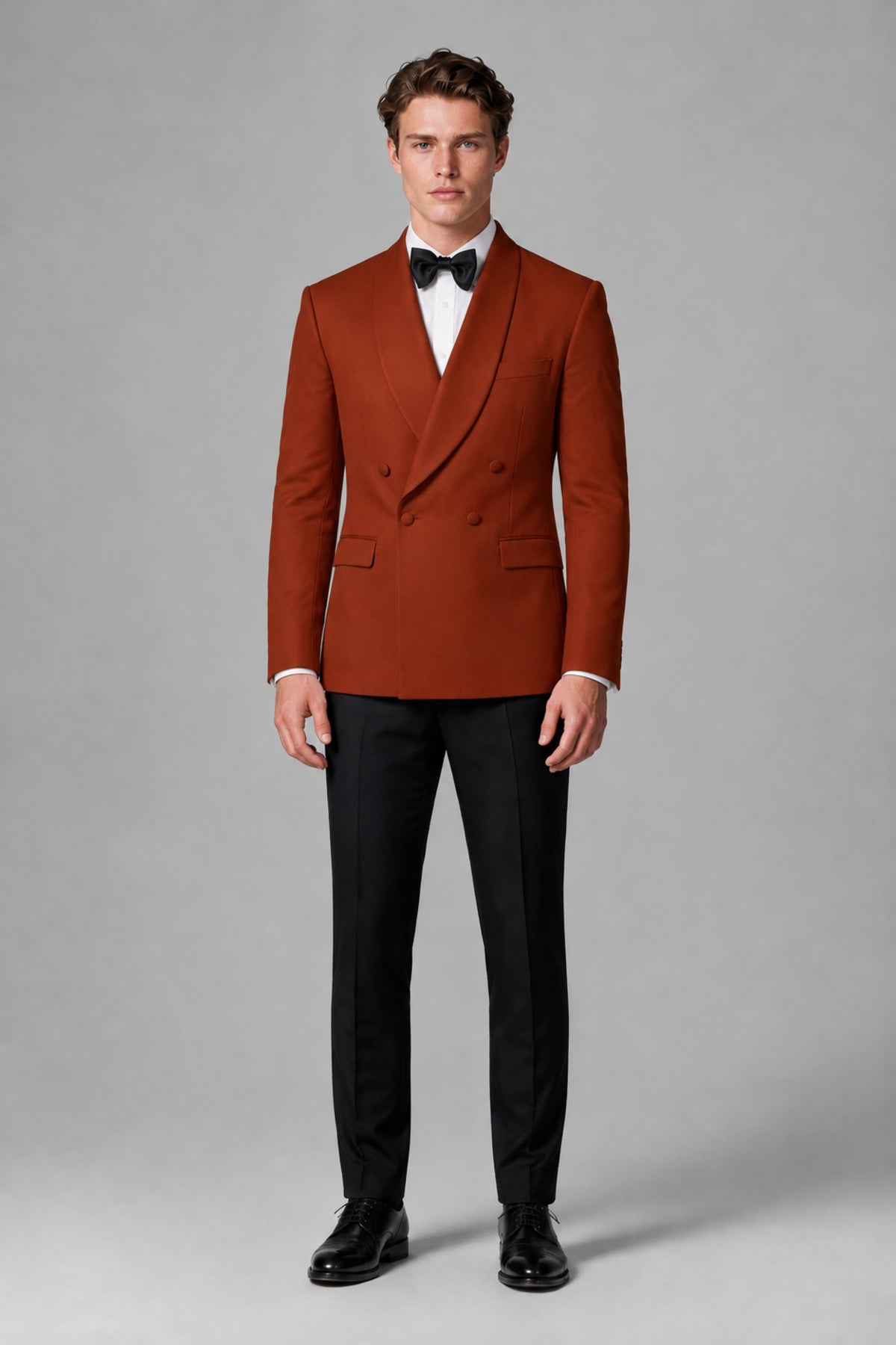 BOLODOO Men's Rust Double-Breasted Tuxedo Blazer – Shawl Lapel Formal Suit Jacket - Rust - Rust_2