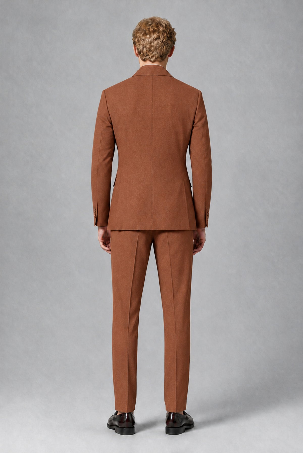 BOLODOO Men's Rust Double-Breasted Two-Piece Suit – Jacket & Trousers - Rust