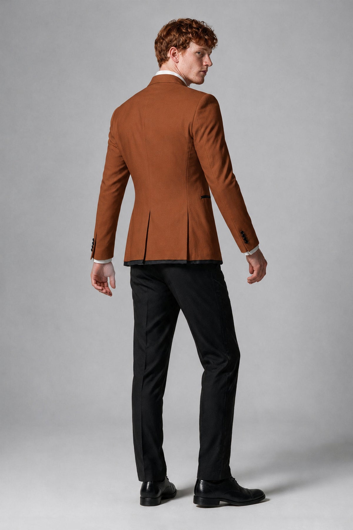 Bolodoo Men's Rust 3-Piece Shawl Lapel Tuxedo Suit with Vest - Rust - Rust_3