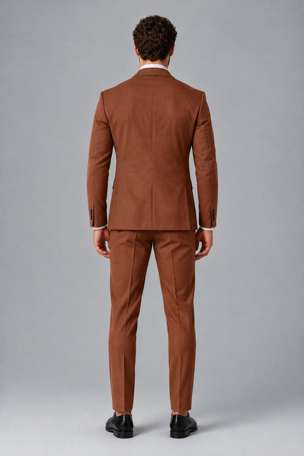 Bolodoo Men's Rust Two-Piece Suit with Notch-Lapel Jacket & Trousers - Rust - Rust_3