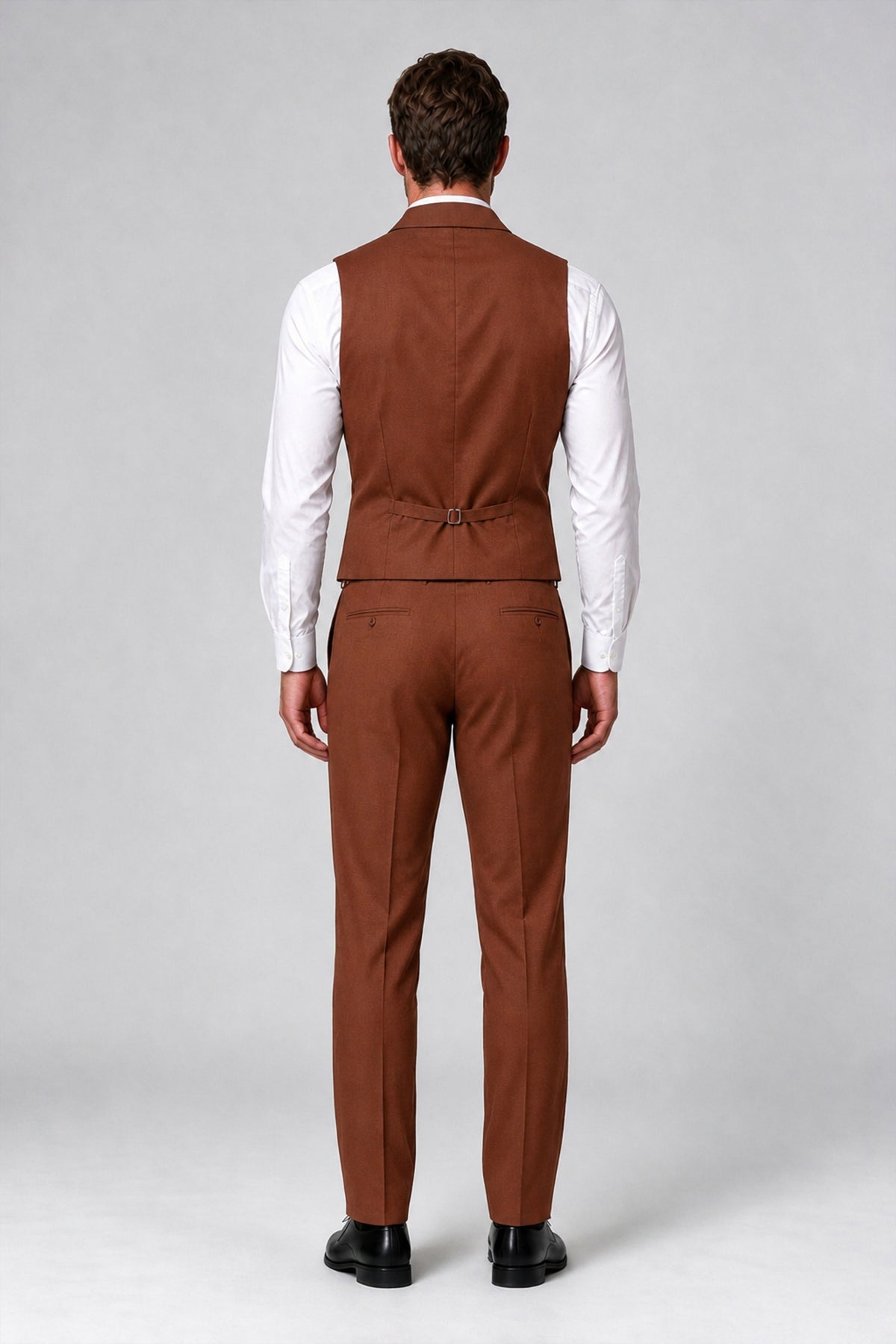 Bolodoo Men's Rust Double-Breasted Vest and Pants 2-Piece Suit - Rust - Rust_3