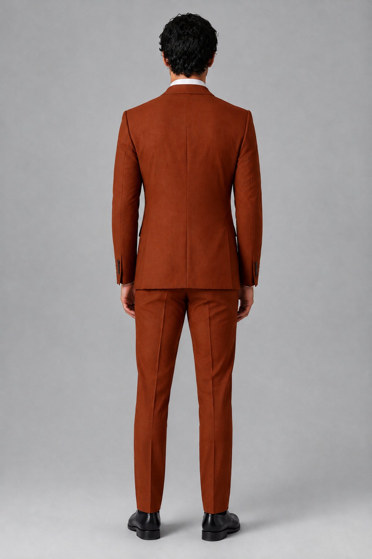 Bolodoo Men's Rust 2-Piece Suit – Notch Lapel Jacket & Trousers - Rust - Rust_4