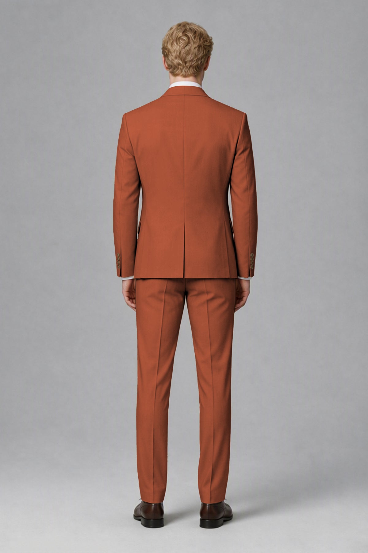 BOLODOO Men's Rust Two-Piece Wedding Suit – Jacket & Trousers - Rust