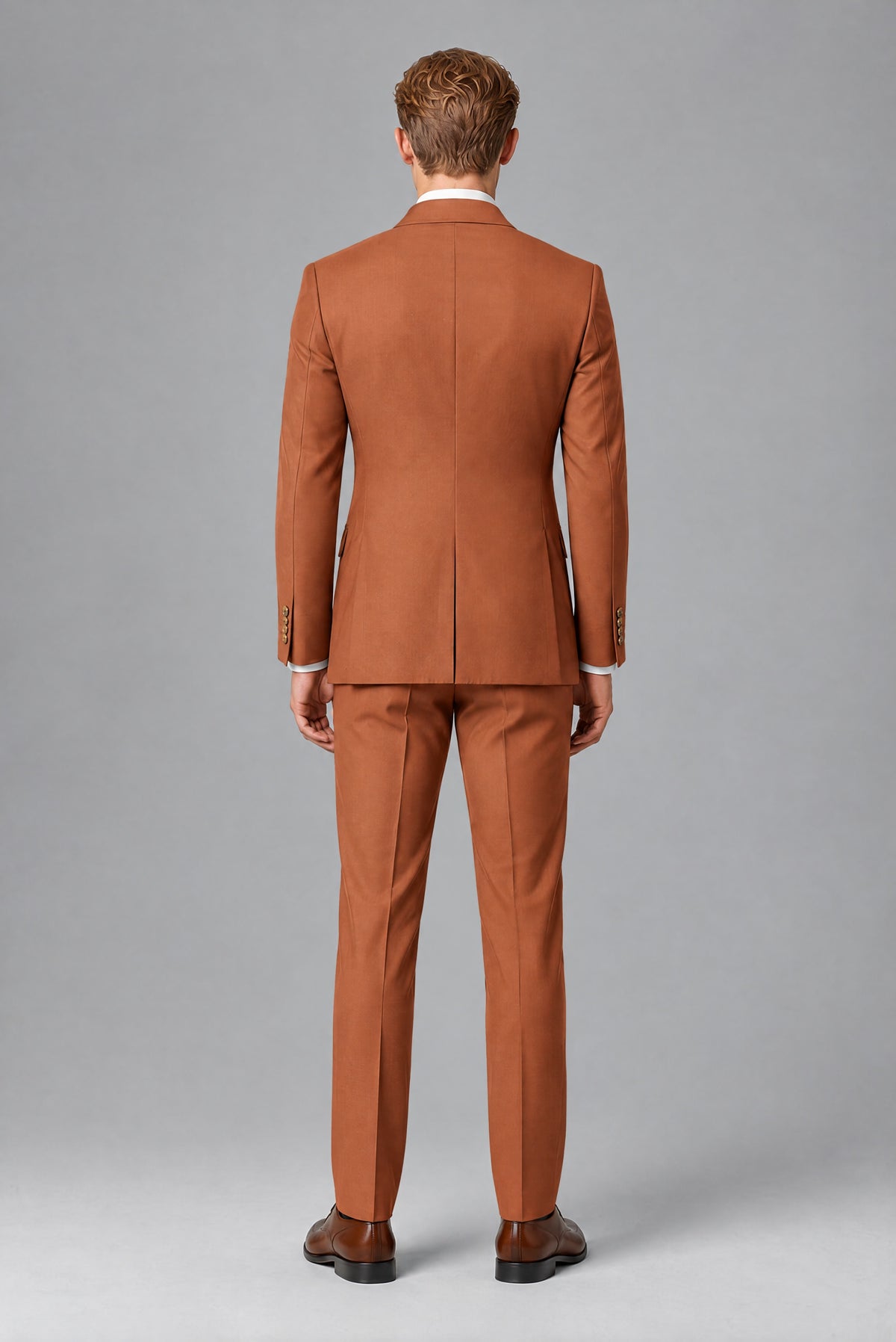 Bolodoo Men's Rust Double-Breasted 2-Piece Wedding Suit - Rust - Rust (3)