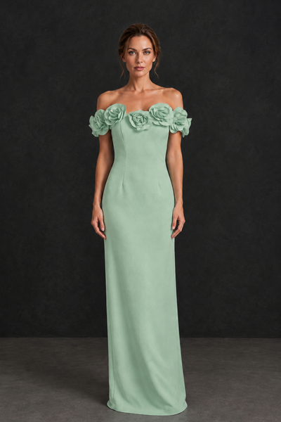 BOLODOO Sage Green Off-the-Shoulder Floral Mother of the Bride Gown - Sage Green - Sage Green_01