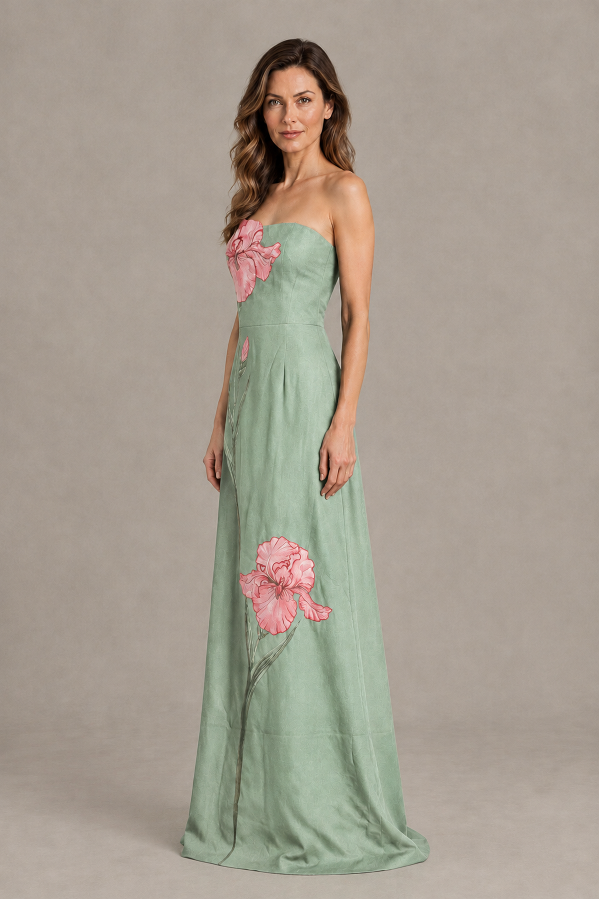 BOLODOO Sage Green Strapless Floral Mother of the Bride Gown - Sage Green - Sage Green_03