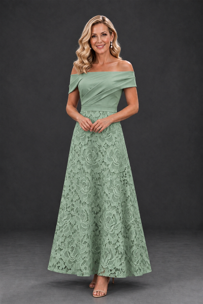 BOLODOO Sage Green Off-the-Shoulder Floral A-Line Mother of the Bride Dress - Sage Green - Sage Green_1