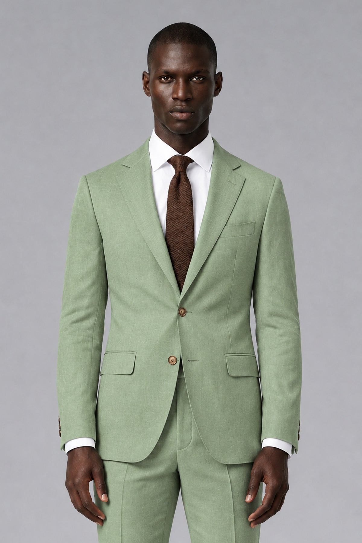 Men's Sage Green Two-Piece Notch Lapel Suit - Sage Green - Sage Green_1