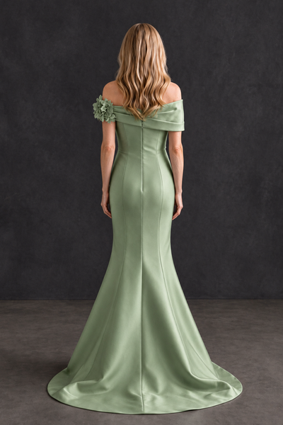 BOLODOO Sage Green Off-Shoulder Floral Mermaid Mother of the Bride Dress - Sage Green - Sage Green_2