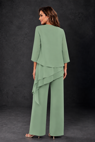 BOLODOO Sage Green Layered Mother of the Bride Pantsuit with Jacket - Sage Green - Sage_Green_2