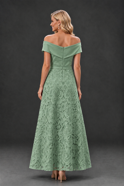 BOLODOO Sage Green Off-the-Shoulder Floral A-Line Mother of the Bride Dress - Sage Green - Sage Green_2