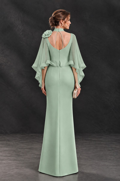 BOLODOO Sage Green Floral Cape Sleeve Mother of the Bride Dress - Sage Green - Sage_Green_2