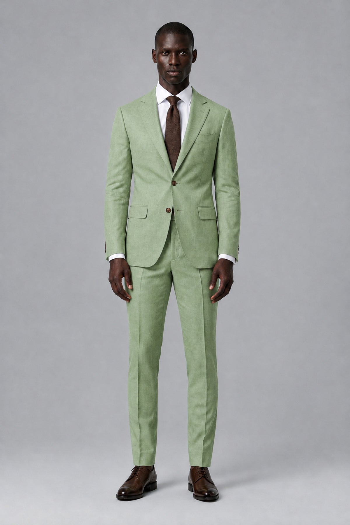 Men's Sage Green Two-Piece Notch Lapel Suit - Sage Green - Sage Green_2